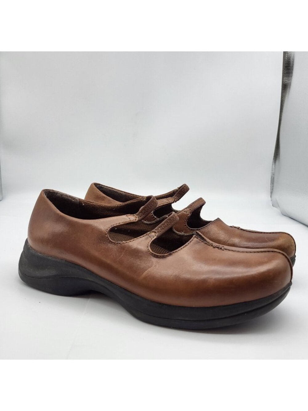 Earth Shoes size 6.5 Platform Mary Jane Slip On Y2K Brown Leather Academia